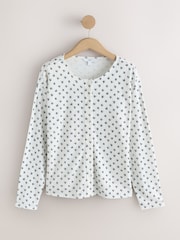 Ecru Ditsy Thermal Pointelle Cardigan - Image 6 of 8