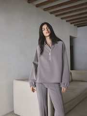 Taupe Zip Neck Scuba Thermal Overhead - Image 1 of 9