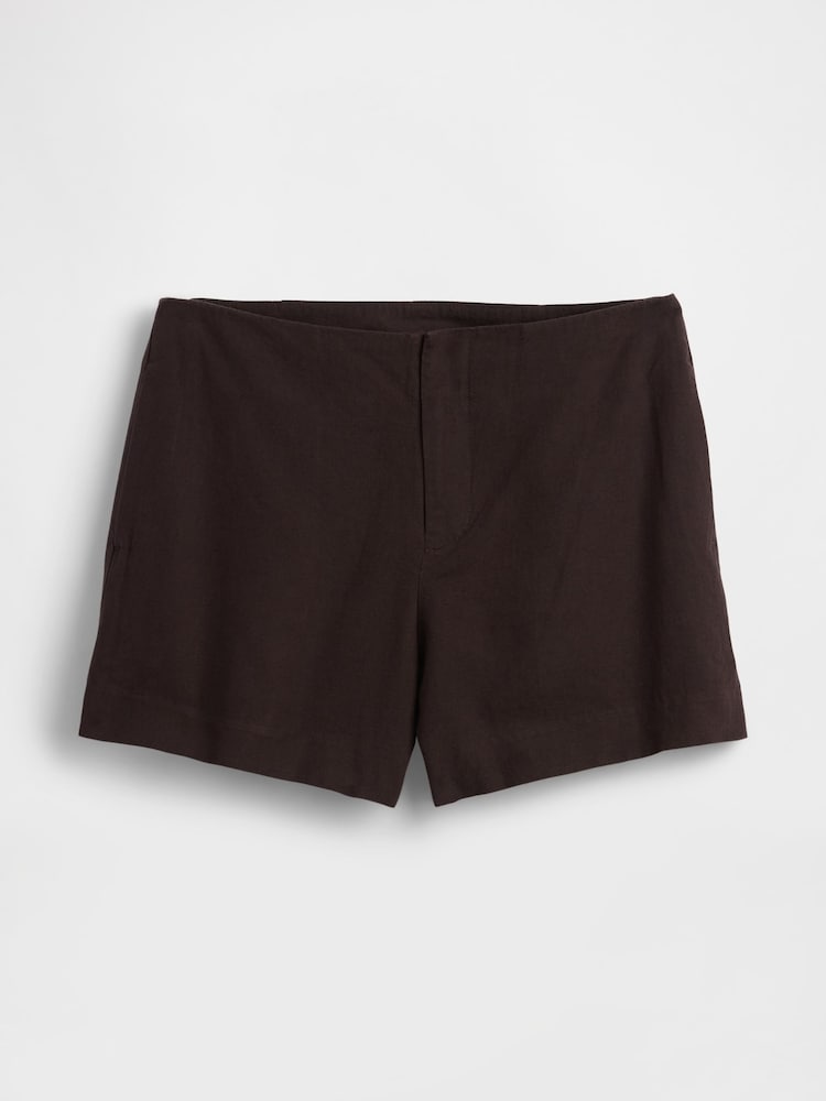 Gap Brown 4inch Mid Rise Linen-Blend Shorts - Image 1 of 1