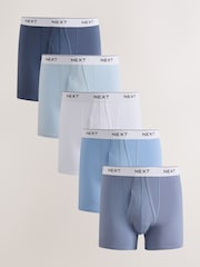 Blue/White 5 Pack A Front Cotton Rich Boxers - Image 1 of 9
