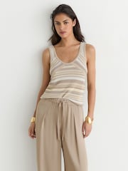 Reiss Neutral Aimee Petite Drawstring Wide-Leg Trousers - Image 5 of 8