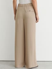 Reiss Neutral Aimee Petite Drawstring Wide-Leg Trousers - Image 6 of 8