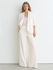 Reiss White Clover Petite Wide-Leg Suit Trousers - Image 1 of 7