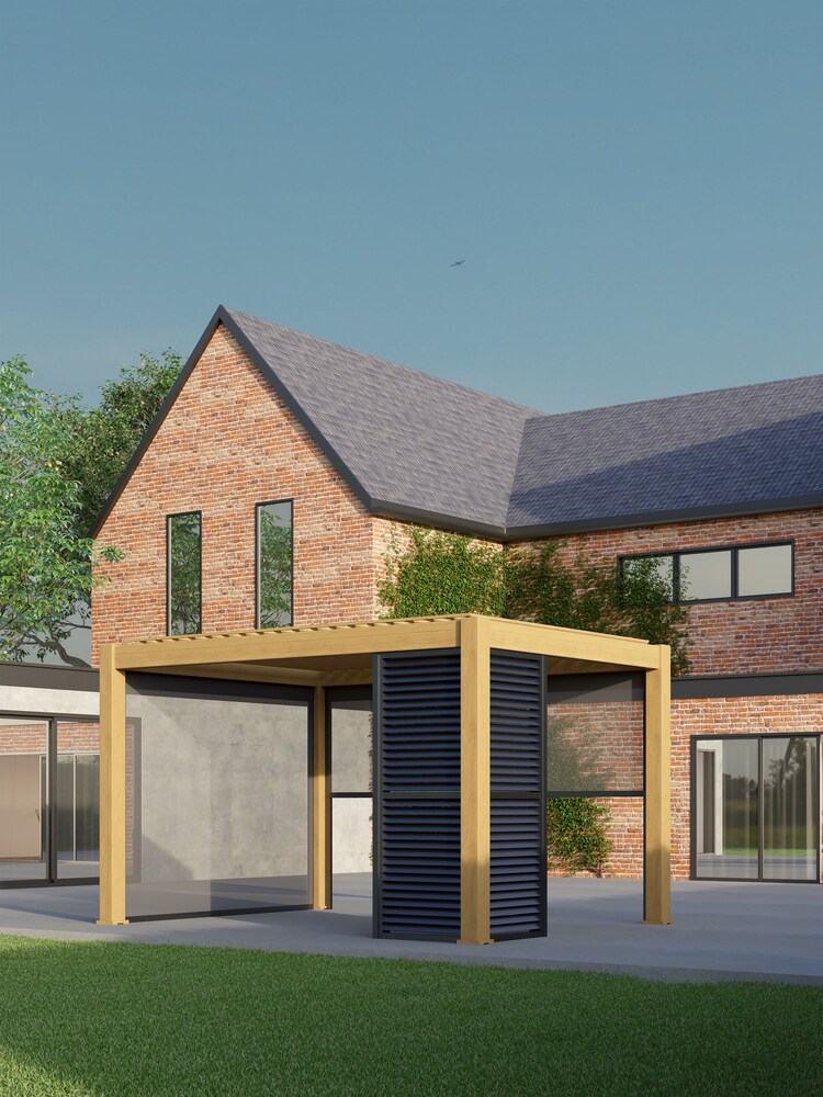 CELTIC LEISURE Wood Effect Natural Saturn Aluminium Frame, accessories & assembly service Pergola - Image 1 of 5