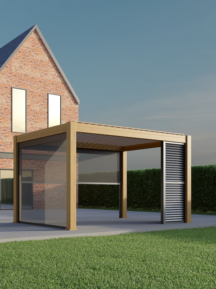 CELTIC LEISURE Wood Effect Natural Saturn Aluminium Frame & accessories Pergola - Image 2 of 7