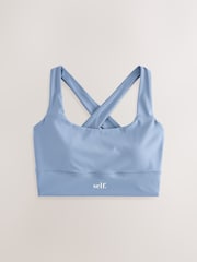 self. Blue Cross Back Square Neck Sports Bra - Image 4 of 6