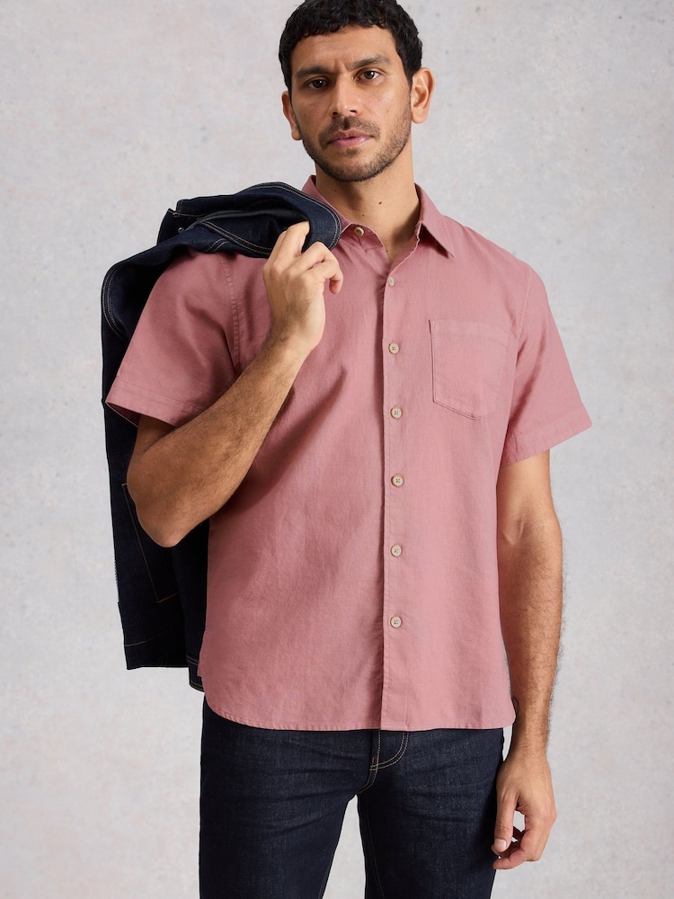 White Stuff Pink Ely Linen Short Sleeve Shirt - Image 1 of 6