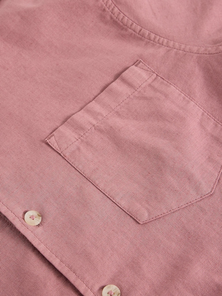 White Stuff Pink Ely Linen Short Sleeve Shirt - Image 6 of 6