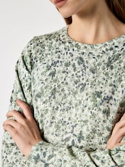 Apricot Green Fine Knit Silhouette Floral Jumper - Image 3 of 4