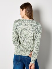 Apricot Green Fine Knit Silhouette Floral Jumper - Image 4 of 4