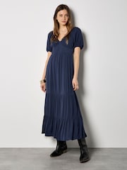 Apricot Blue Crinkle Tiered Maxi Dress - Image 1 of 4