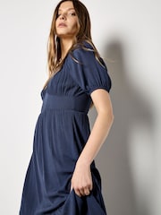 Apricot Blue Crinkle Tiered Maxi Dress - Image 3 of 4