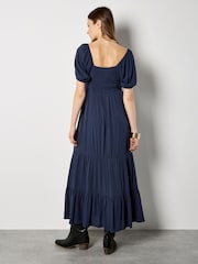 Apricot Blue Crinkle Tiered Maxi Dress - Image 4 of 4