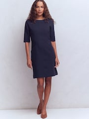 Boden Blue Neckband Ottoman Shift Dress - Image 4 of 5