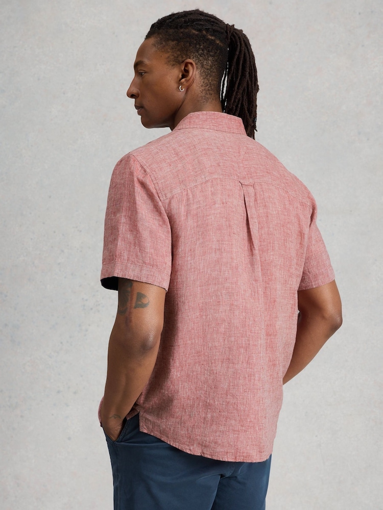 White Stuff Red Keswick SS Linen Shirt - Image 2 of 6