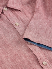 White Stuff Red Keswick SS Linen Shirt - Image 6 of 6