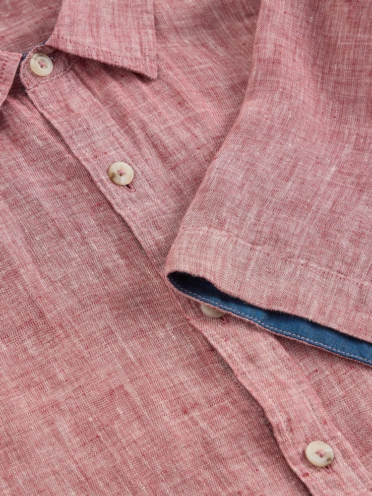 White Stuff Red Keswick SS Linen Shirt - Image 6 of 6