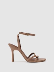 Reiss Neutral Annabelle Leather Link Strap Stiletto Sandals - Image 2 of 5