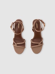 Reiss Neutral Annabelle Leather Link Strap Stiletto Sandals - Image 3 of 5