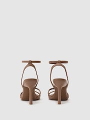 Reiss Neutral Annabelle Leather Link Strap Stiletto Sandals - Image 4 of 5