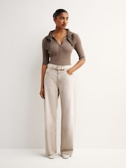 Paige Arellia 32" Full Length Barrel Leg Soft Sepia Jeans - Image 1 of 6