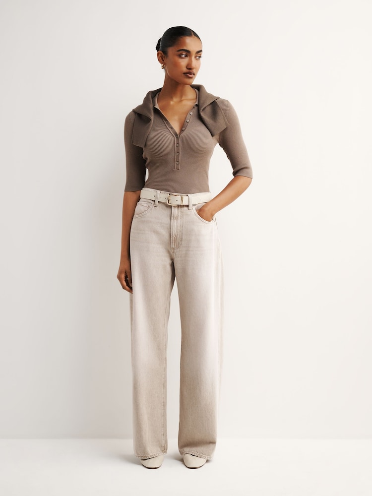 Paige Arellia 32" Full Length Barrel Leg Soft Sepia Jeans - Image 1 of 6 Paige Arellia 32" Full Length Barrel Leg Soft Sepia Jeans - Image 1 of 6
