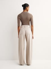 Paige Arellia 32" Full Length Barrel Leg Soft Sepia Jeans - Image 4 of 6