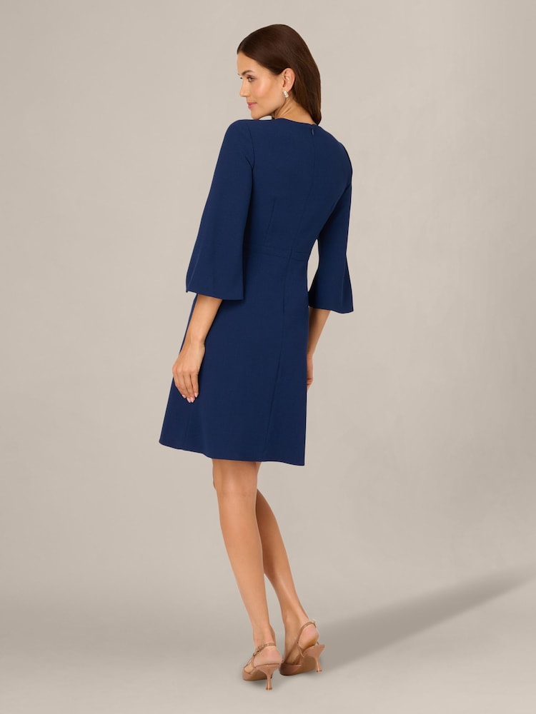 Adrianna Papell Blue Twist Crepe Short Dress - Image 2 of 6 Adrianna Papell Blue Twist Crepe Short Dress - Image 2 of 6