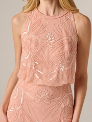 Adrianna Papell Pink Bead Blouson Long Dress - Image 4 of 6
