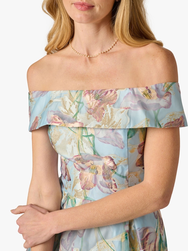 Adrianna Papell Blue Jacquard Ankle Length Dress - Image 5 of 5