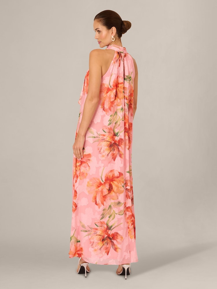 Adrianna Papell Pink Halter Trapeze Gown - Image 2 of 6