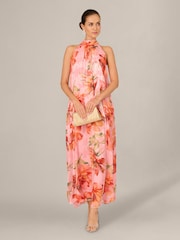 Adrianna Papell Pink Halter Trapeze Gown - Image 4 of 6