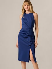 Adrianna Papell Blue Halter Ruffle Dress - Image 1 of 6