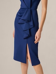 Adrianna Papell Blue Halter Ruffle Dress - Image 5 of 6
