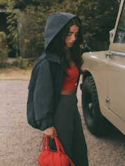 self. Navy Check Hooded Zip Through Jacket - Image 4 of 9