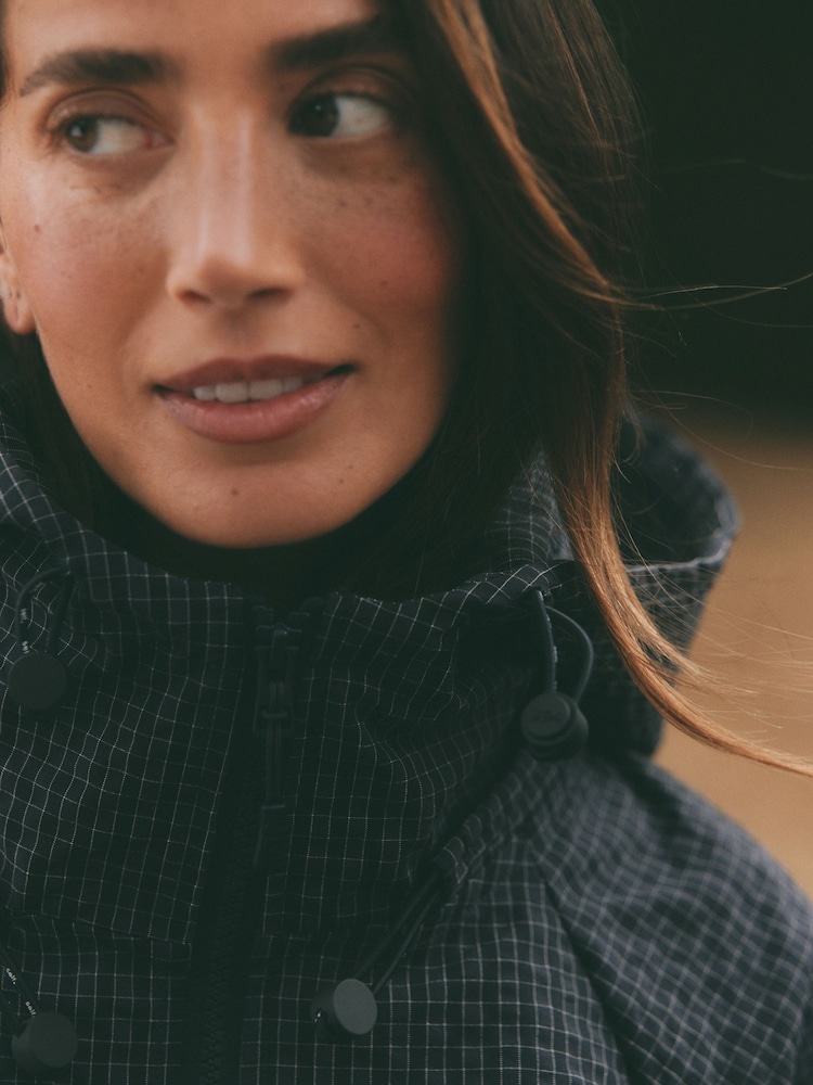 self. Navy Check Hooded Zip Through Jacket - Image 9 of 9