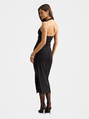 Forever New Black Daphne Halter Neck Column Midi Dress - Image 2 of 4