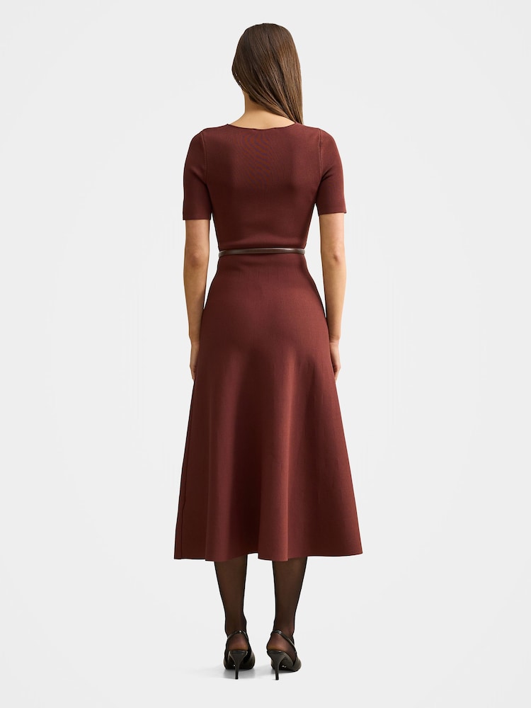 Forever New Brown Celia Short Sleeves Midi Dress - Image 2 of 4