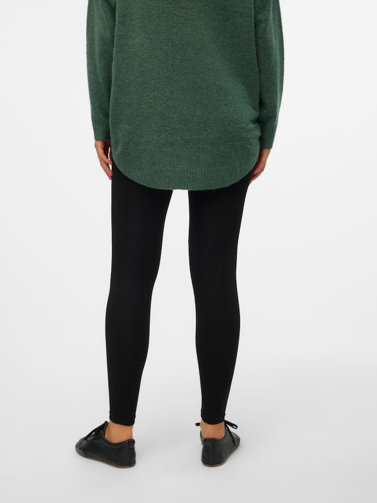 بنطلون ضيق مضلّع بخصر مرتفع بلا حواف للحوامل من VERO MODA - صورة 2 من 6