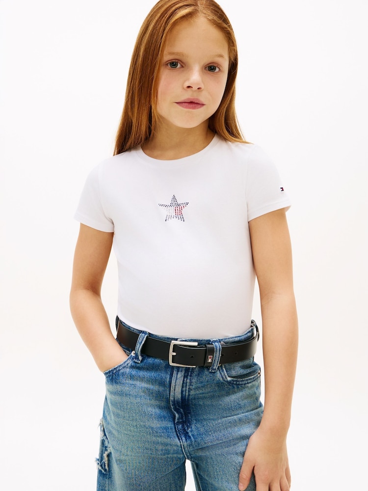 Weiß - Tommy Hilfiger Extra Slim Star Flag T-Shirt - Bild 1 von 5