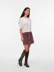 VERO MODA Pink Round Neck Short Sleeve Knitted Button Through Cardigan - Image 3 of 5