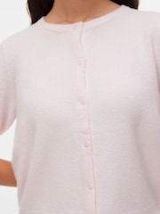 VERO MODA Pink Round Neck Short Sleeve Knitted Button Through Cardigan - Image 4 of 5