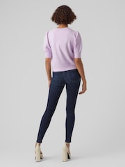 Vero Moda Purple Round Neck Puff Sleeve Knitted Jumper - Image 2 of 4