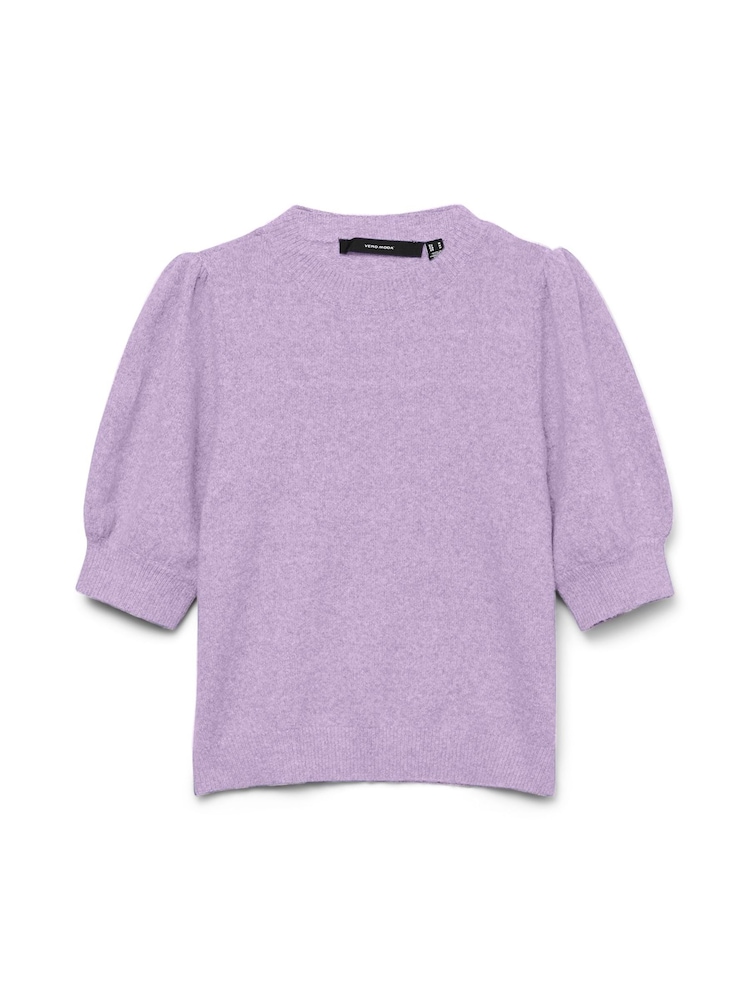 Paars - Vero Moda Round Neck Puff Sleeve Knitted Jumper - Afbeelding 5 van 5
