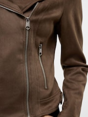 VERO MODA Brown Faux Suede Biker Jacket - Image 4 of 5
