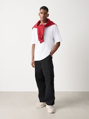 Black Baggy Fit Cotton Stretch Cargo Trousers - Image 2 of 9