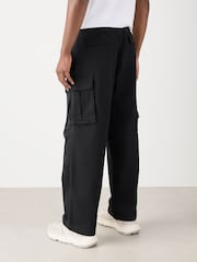 Black Baggy Fit Cotton Stretch Cargo Trousers - Image 3 of 9