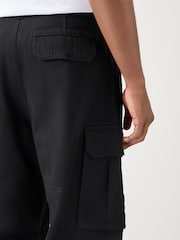 Black Baggy Fit Cotton Stretch Cargo Trousers - Image 4 of 9