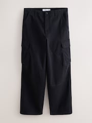 Black Baggy Fit Cotton Stretch Cargo Trousers - Image 6 of 9