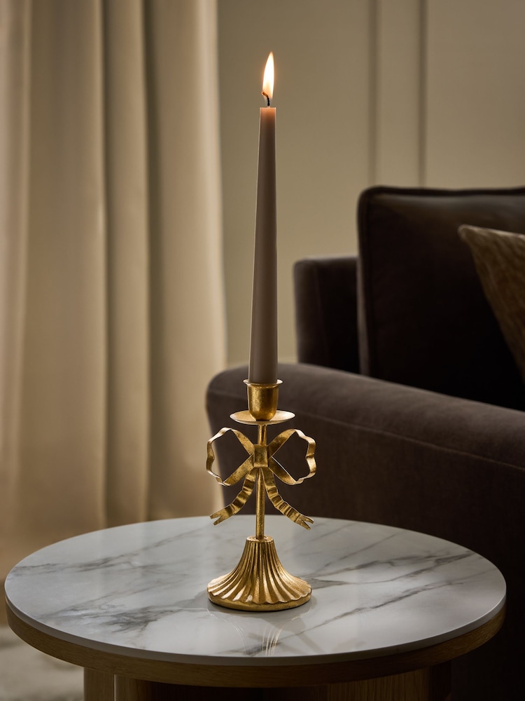 Gold Metal Bow Taper Candle Holder - Image 2 of 4